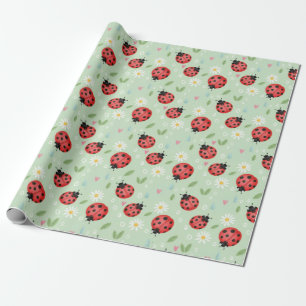 Papel De Presente Padrão de Flor de Joaninha