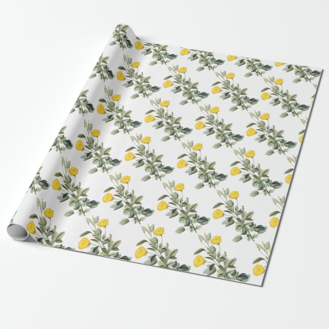Papel De Presente Padrão de Flor de Malva (Desenrolado)