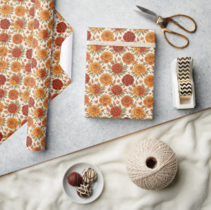 Papel De Presente Padrão de flor de maravilha de outono