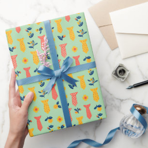 Papel De Presente Padrão de Flor e Gravata da Primavera Fofo