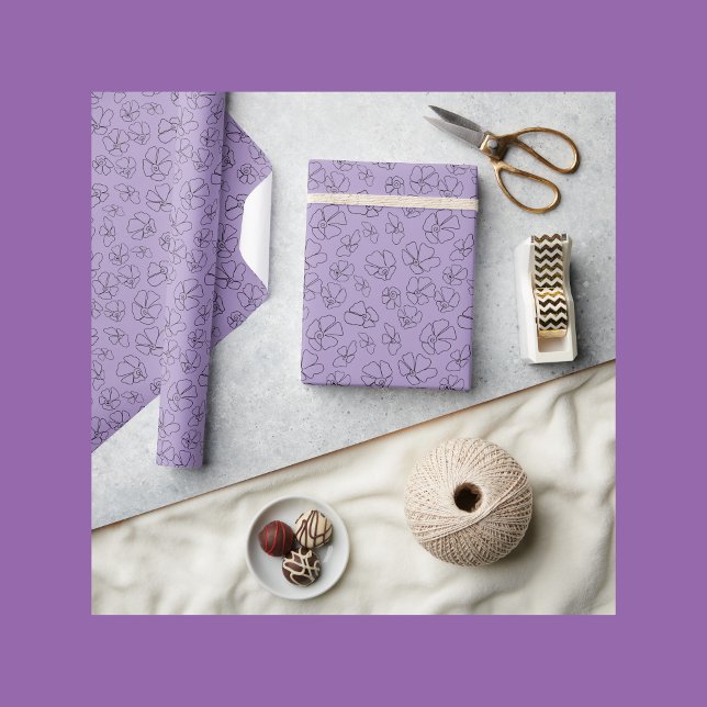 Papel De Presente Padrão de flor lavanda (Criador carregado)