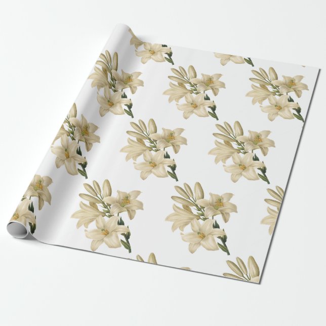 Papel De Presente Padrão de Flor Lily (Desenrolado)