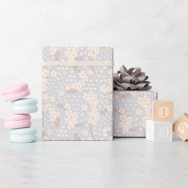Papel De Presente Padrão de flor Não-me-esqueças (Chá de bebê)