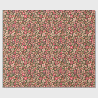 Papel De Presente Padrão de Flor Retro dos Anos 70