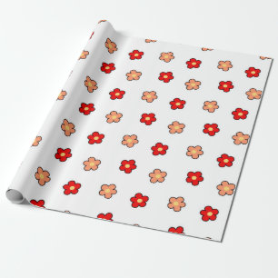 Papel De Presente Padrão de Flor Rosa Preppy Fundo Branco
