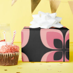 Papel De Presente Padrão de Flor Rosa Rosa Brilhante