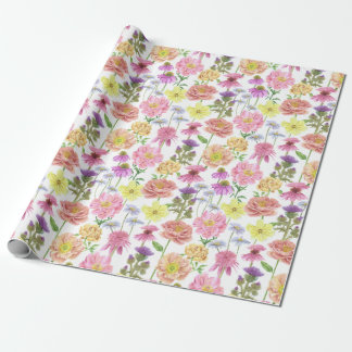 Papel De Presente Padrão de flor selvagem cor-de-rosa elegante