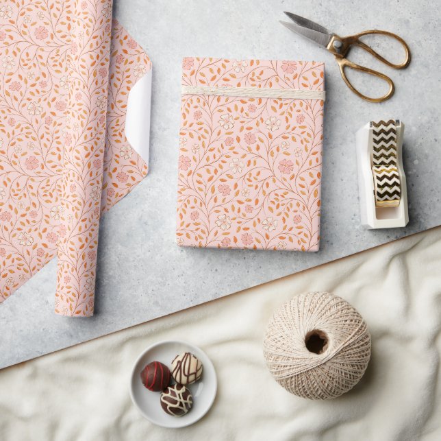 Papel De Presente Padrão de Flor Silvestre (Artesanato)