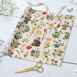 Papel De Presente Padrão de Flor Silvestre Vintage