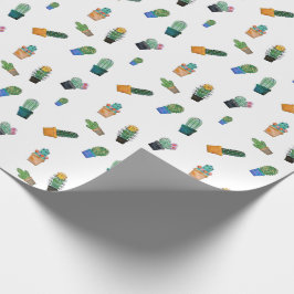Papel De Presente Padrão de Flor Verde Cactus