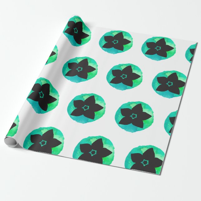 Papel De Presente Padrão de Flor Verde Havaiano (Desenrolado)