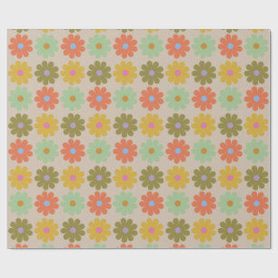 Papel De Presente Padrão de Flor Vintage Simples Pastel