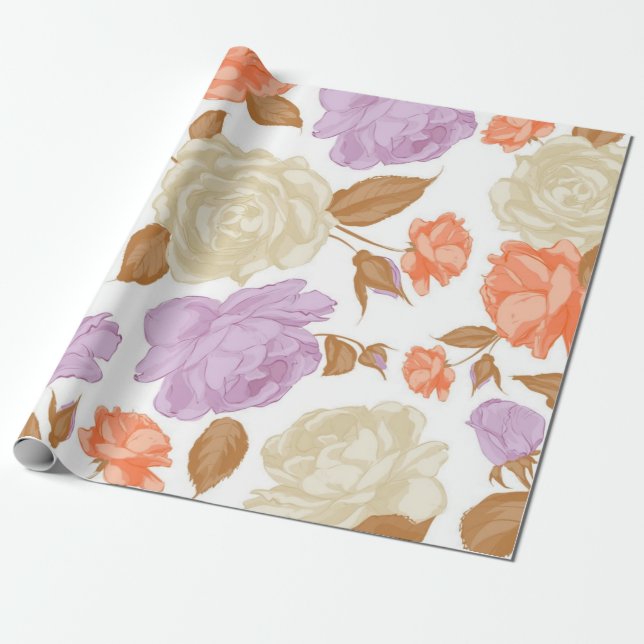 Papel De Presente Padrão de flores (Desenrolado)