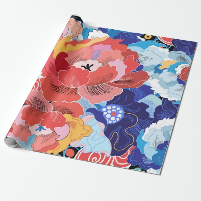 Papel De Presente Padrão de flores (Desenrolado)