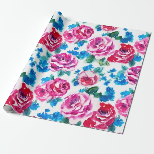 Papel De Presente Padrão de flores (Desenrolado)
