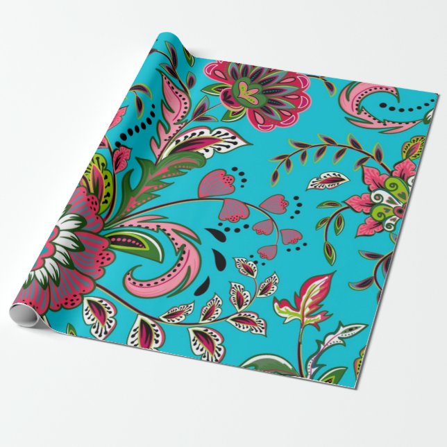 Papel De Presente Padrão de flores (Desenrolado)