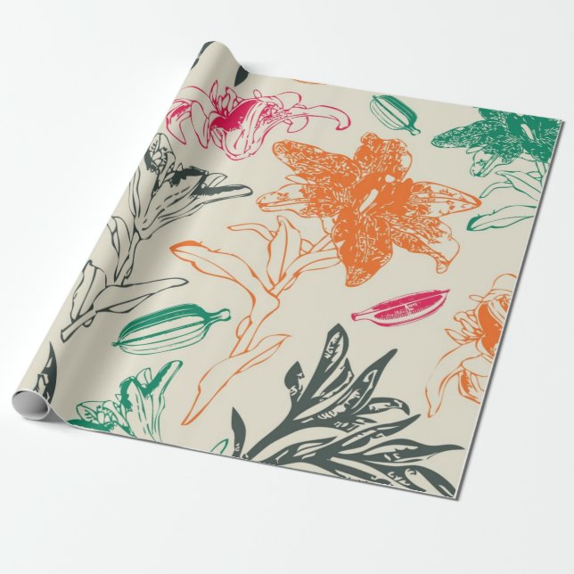 Papel De Presente Padrão de flores (Desenrolado)