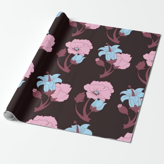 Papel De Presente Padrão de flores (Desenrolado)