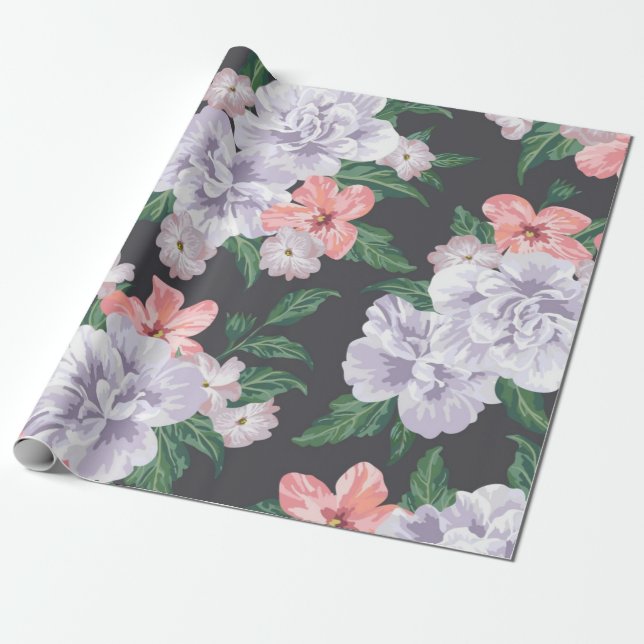 Papel De Presente Padrão de flores (Desenrolado)