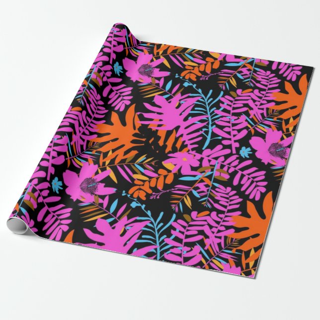 Papel De Presente Padrão de flores (Desenrolado)