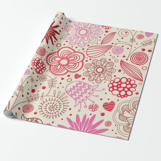 Papel De Presente Padrão de flores (Desenrolado)