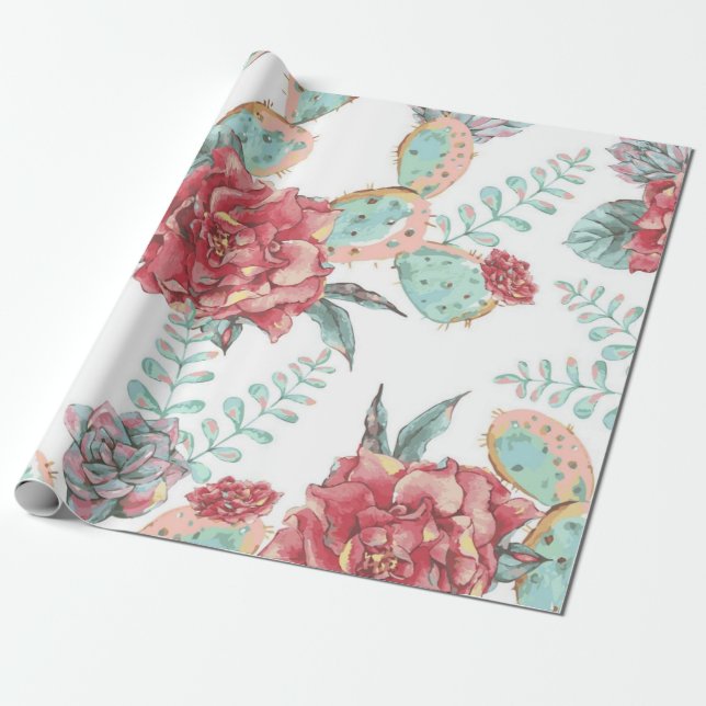 Papel De Presente Padrão de flores (Desenrolado)