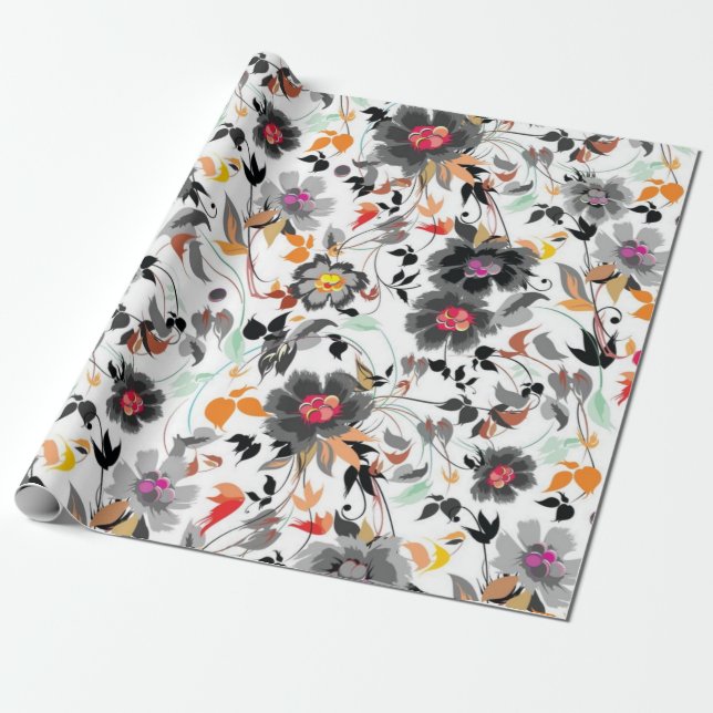 Papel De Presente Padrão de flores (Desenrolado)