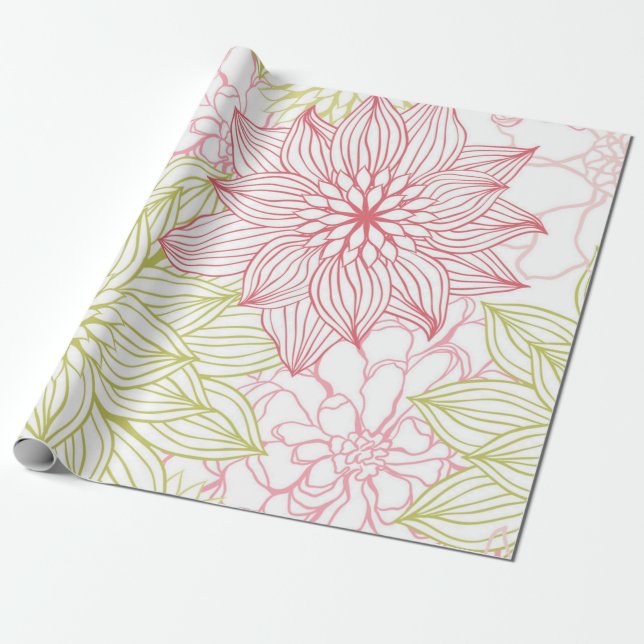 Papel De Presente Padrão de flores (Desenrolado)