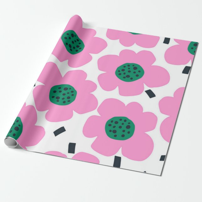 Papel De Presente Padrão de flores (Desenrolado)