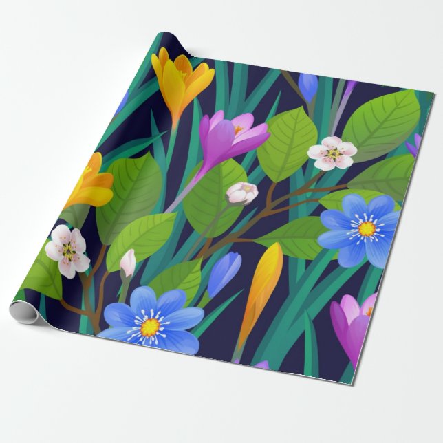 Papel De Presente Padrão de flores (Desenrolado)