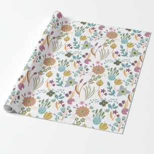 Papel De Presente Padrão de Flores Coloridas