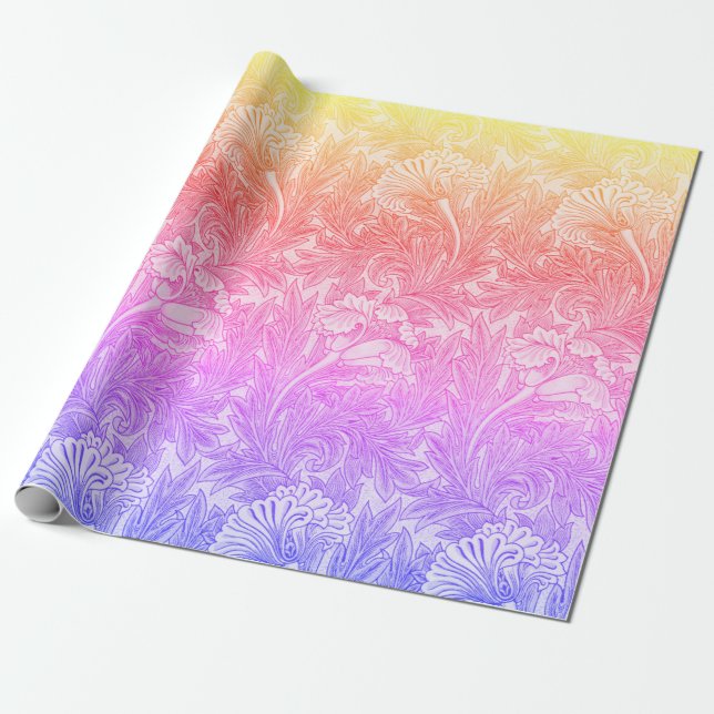 Papel De Presente Padrão de flores da vindima (Desenrolado)