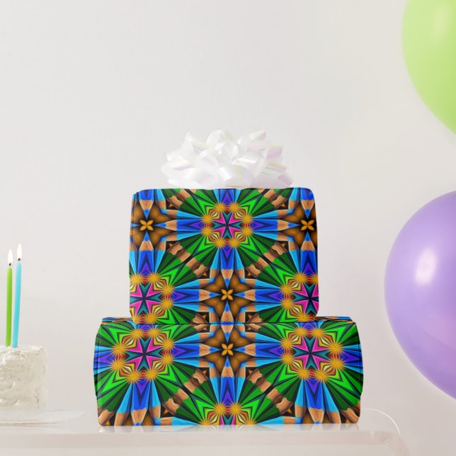 Papel De Presente Padrão de Flores de Abstrato exclusivo (Presentes para festas)