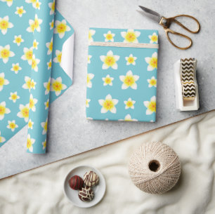 Papel De Presente Padrão de Flores de Frangipani Brancas