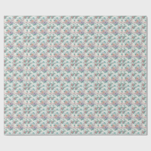 Papel De Presente Padrão de Flores de Peônia e Lavanda em Aquarela F