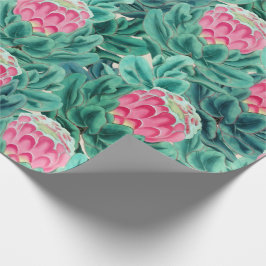 Papel De Presente Padrão de Flores de Proteas Exóticas