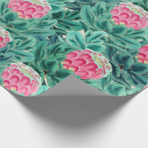 Papel De Presente Padrão de Flores de Proteína Exóticas