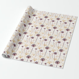 Papel De Presente Padrão de Flores Prensadas Vintage Botânico Boho