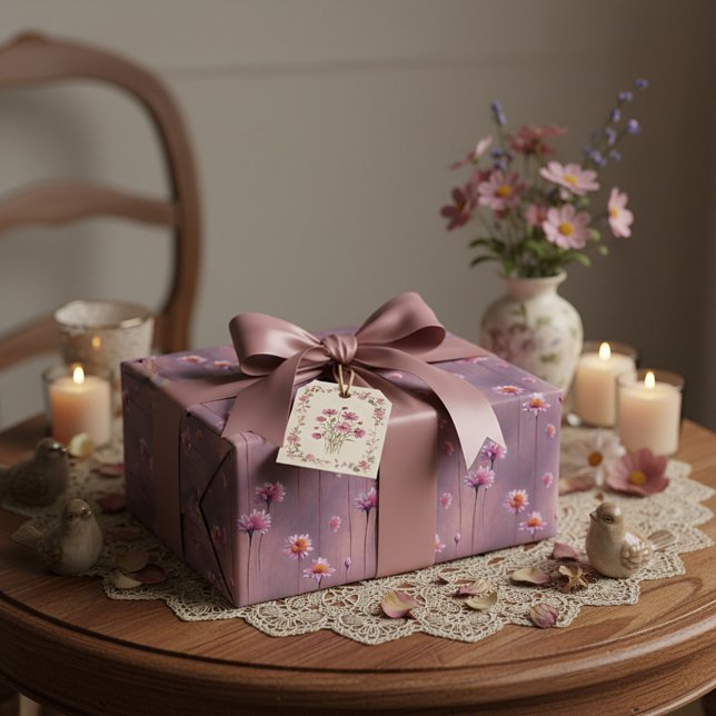 Papel De Presente Padrão de flores rosa e laranja (Criador carregado)