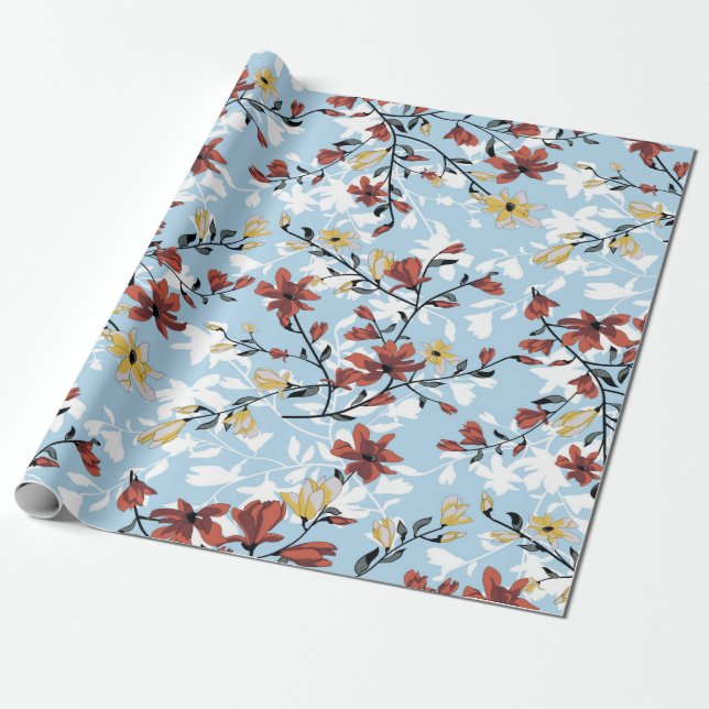 Papel De Presente Padrão de flores sem costura. Bba floral simples (Desenrolado)
