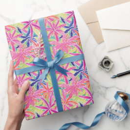 Papel De Presente Padrão de Flores Tropicais na Praia de Preppy Palm