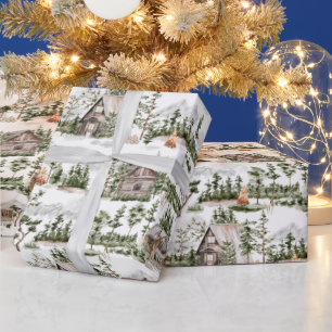 Papel De Presente Padrão de Floresta de Aquarela