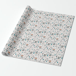 Papel De Presente Padrão de Floresta de Estilos Escandinavos