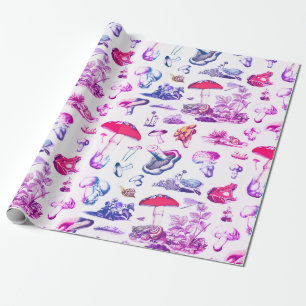 Papel De Presente Padrão de Floresta de Sapo de Lúpulo Rosa-Cor-de-G
