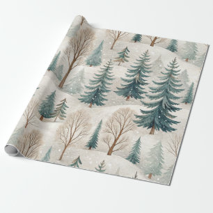 Papel De Presente Padrão de Floresta Nevada – Paisagem Invernal Pací