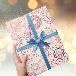 Papel De Presente Padrão de Fogos de Artifício do Dia da Independênc