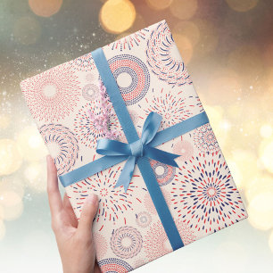 Papel De Presente Padrão de Fogos de Artifício do Dia da Independênc