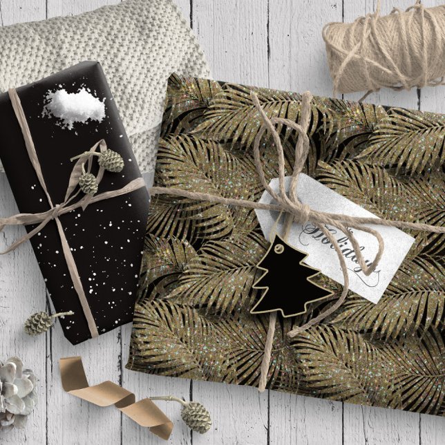 Papel De Presente Padrão de Folga de Palma com Folga Dourada ID831 (Criador carregado)