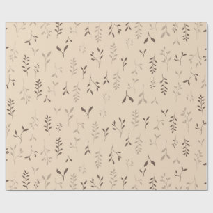 Papel De Presente Padrão de Folha Boho Bege Marrom Quente