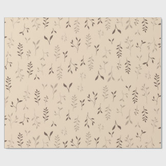 Papel De Presente Padrão de Folha Boho Bege Marrom Quente